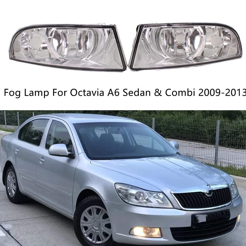 For Skoda Octavia A5 A6 Sedan & Combi 2009 2010 2011 2012 2013 Car-styling Front Halogen Fog Light Lamp With 2 Bulbs Holes