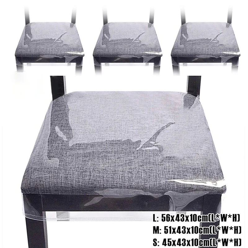 1Pc Dinning Chair Seat Covers Transparent PVC Chair Cover Waterproof Chair Covers Protectors Anti Scratch Chair Seat Cover