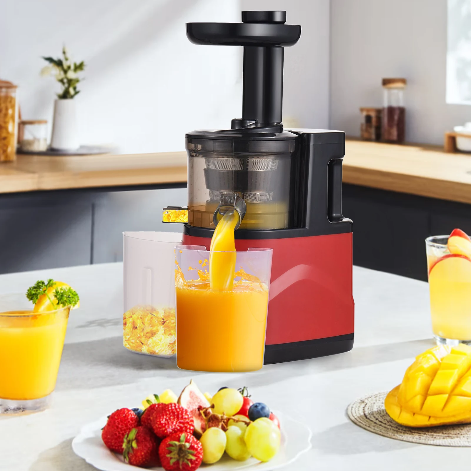 Slow Masticating Juicer Extractor Cold Press Juicer with Two Speed Modes Easy to Clean Brush Quiet Motor for Vegetables&Fruits