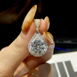 DWJ Luxury 5CT D Color Moissanite Diamond Water Drop Necklace for Woman 925 Sterling Silver Chain with Certificate Fine Jewelry