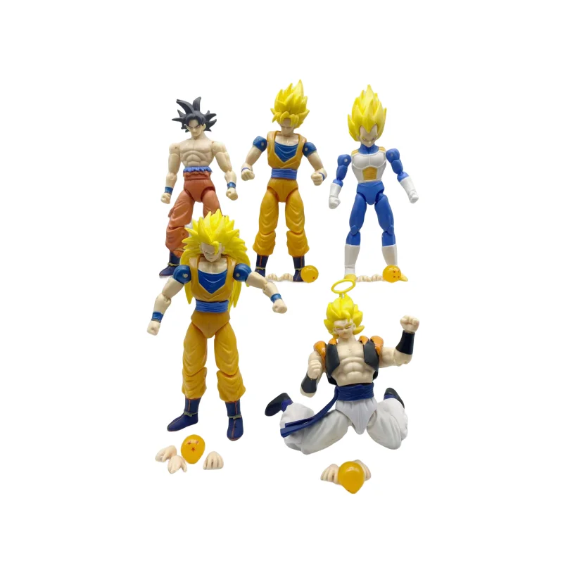 5 Pcs/Set Dragon Ball Action Figure Son Goku Vegeta Gogeta Super Saiyan Change Head Figurine 2 Style Ornament Gifts