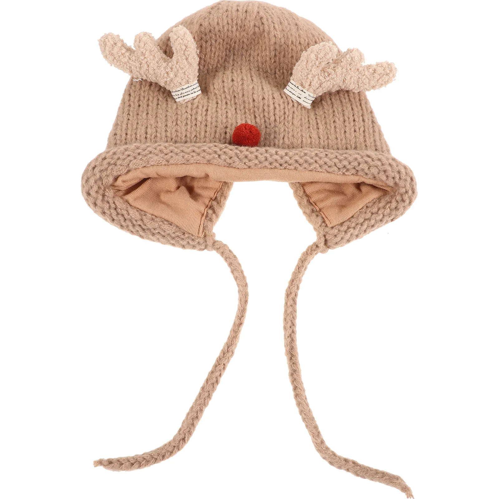 

Christmas Red Nose Warm Deer Horn Antler Hat Soft Baby Toddler Xmas Cute Decorative Hat Chin Strap Decorative Hat,