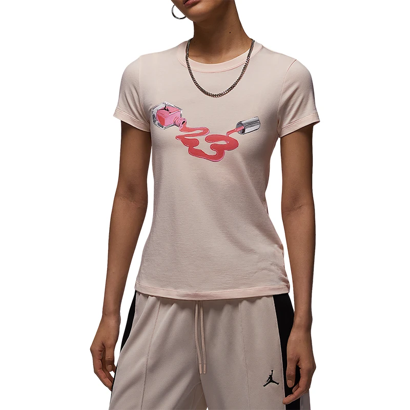 Nike الرسمية الأصلية JORDAN المرأة قصيرة مطبوعة تنفس الرياضة قصيرة الأكمام HJ0143-838