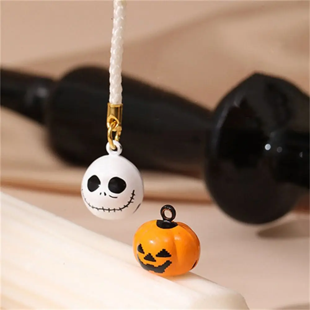 Halloween Phone Bell Straps Bell Pendant Phone Charm Mobile Phone Straps Ghost Face Cartoon Phone Lanyard for Keys