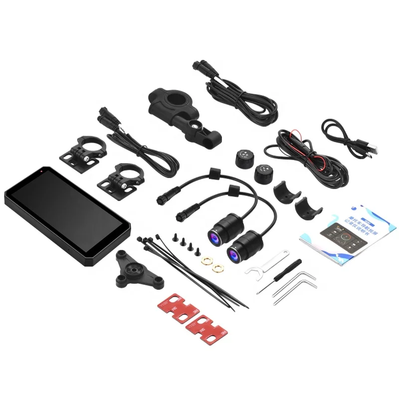 Latest Portable Touch Screen Motorcycle   with Wireless IOS CarPlay & Android Auto TPMS GPS Navigator Recording Function