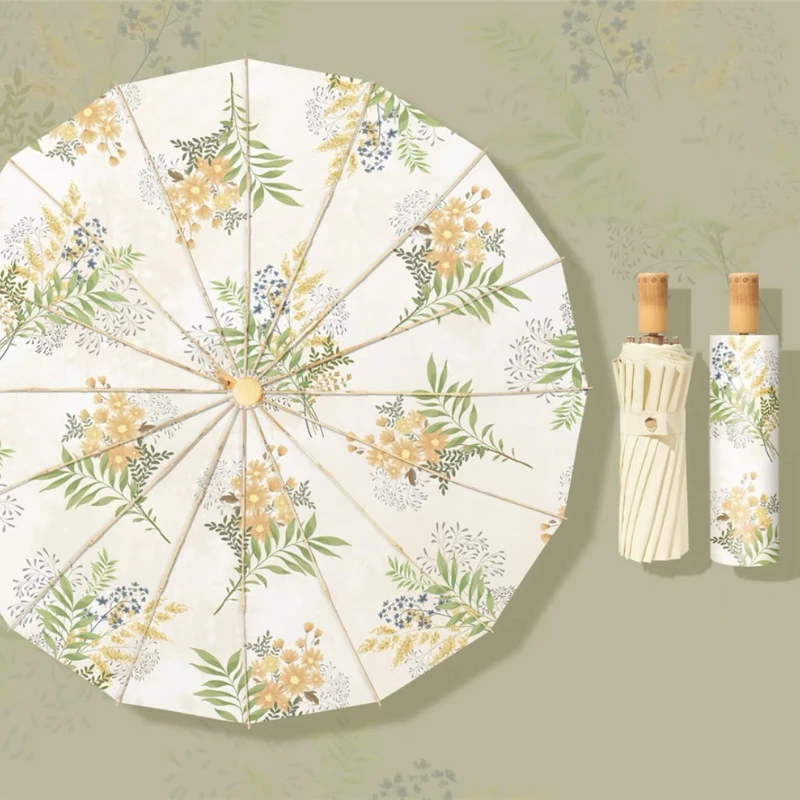 

Super Large 16 Bone Umbrella for Women Chinese Style All-Weather Windproof Sunscreen Double Folding Rain Gear