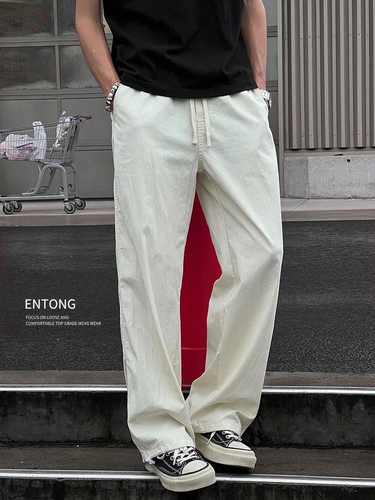 

Cleanfit American Sle Casual Pants Thin Dstring Loose Straight Leg Men's Versatile Summer Cotton Nylon Trousers