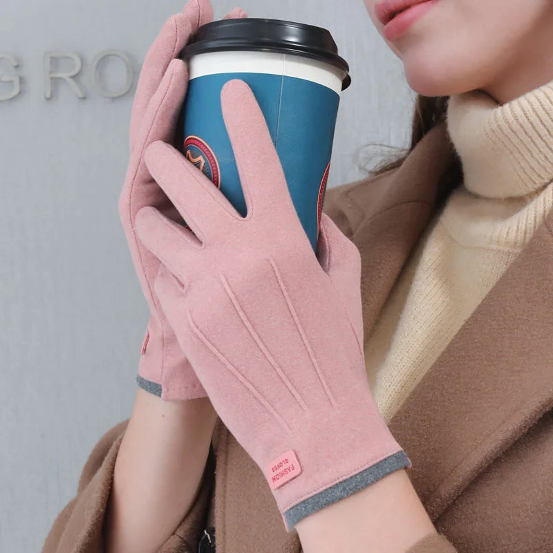 

Women Gloves Autumn Winter Fleece Fashion Warm Elastic Touch Screen Windproof Cycling Windproof Business Lady Velvet Gloves