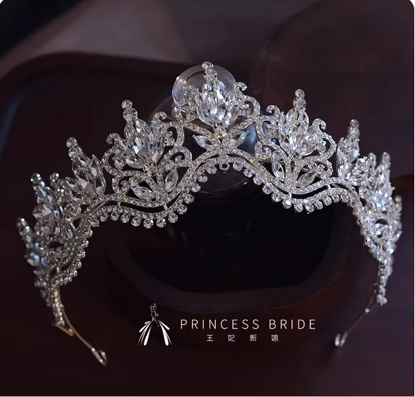 Princess Bride Crown New Luxury Heavy Industry Double Flash Diamond Wave Princess Crown Wedding main wedding dress hair accessor