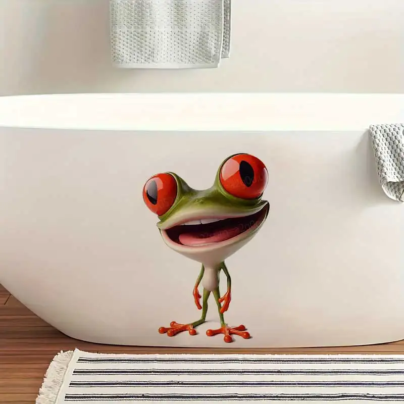 Funny Frog Waterproof Self-Adhesive Stickers Wall Concealer for Bathroom Toilet Decorative Room Decor AA172