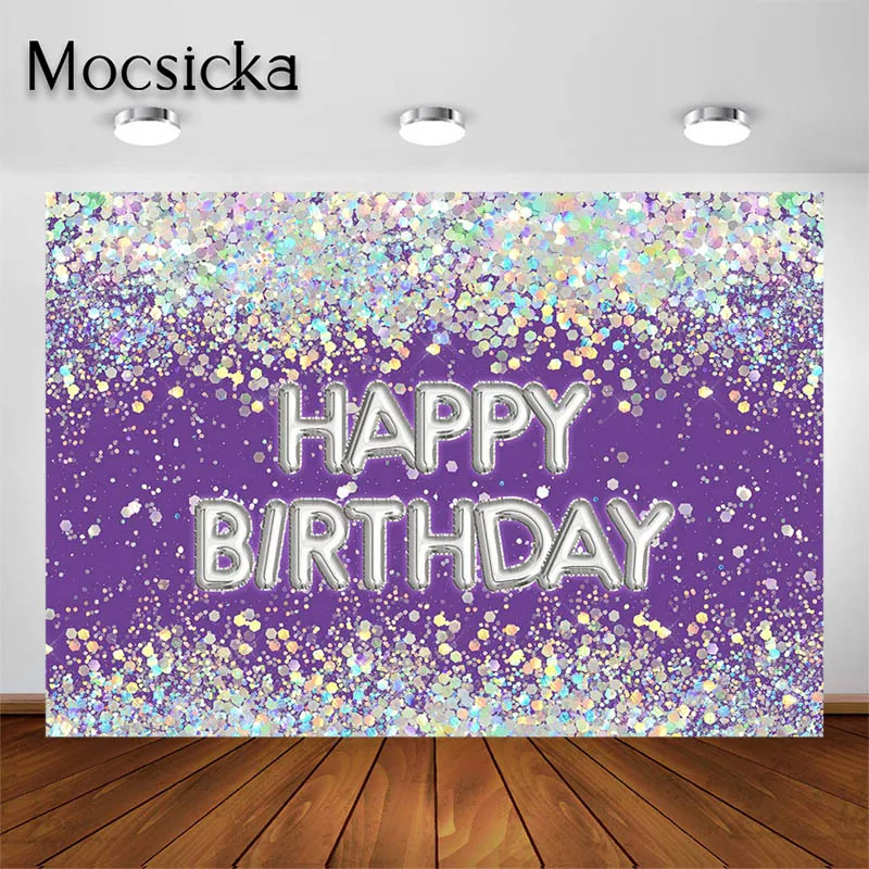 Mocsicka วันเกิดตกแต่งฉากหลังสำหรับ Shiny สีชมพูสีฟ้าสีม่วงพื้นหลังภาพสตูดิโอ Props