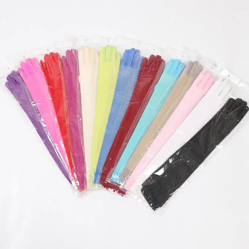 NEW 55CM Sexy Lace Thin Hollow Transparent Long Gloves Breathable Net Yarn Women Man Stage Performance Party Cosplay Elasticity