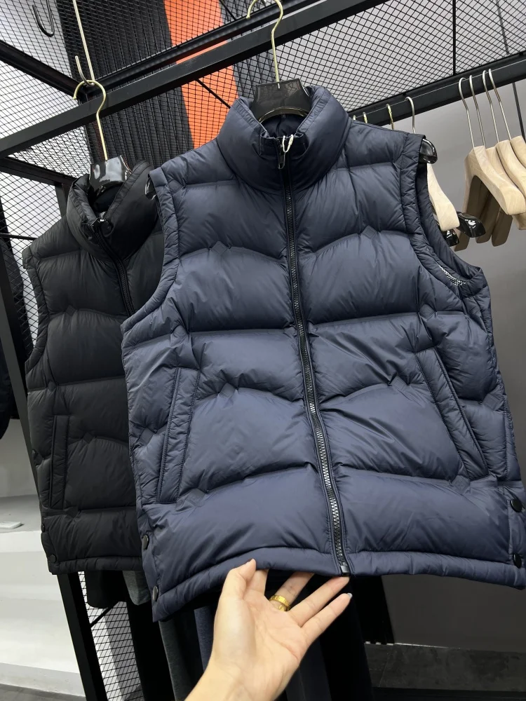 

Faionable городской мужской пуховый жилет 90% белый ду пух повседневный воротник-стойка зимняя теплая верхняя одежда модный сле