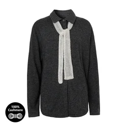 BC-396 Luxury Long Sleeved Turn Collar 100% Cashmere Knitted Cardigan Sweater Sweater Cardigan Women Cardigan Cashmere Clothes