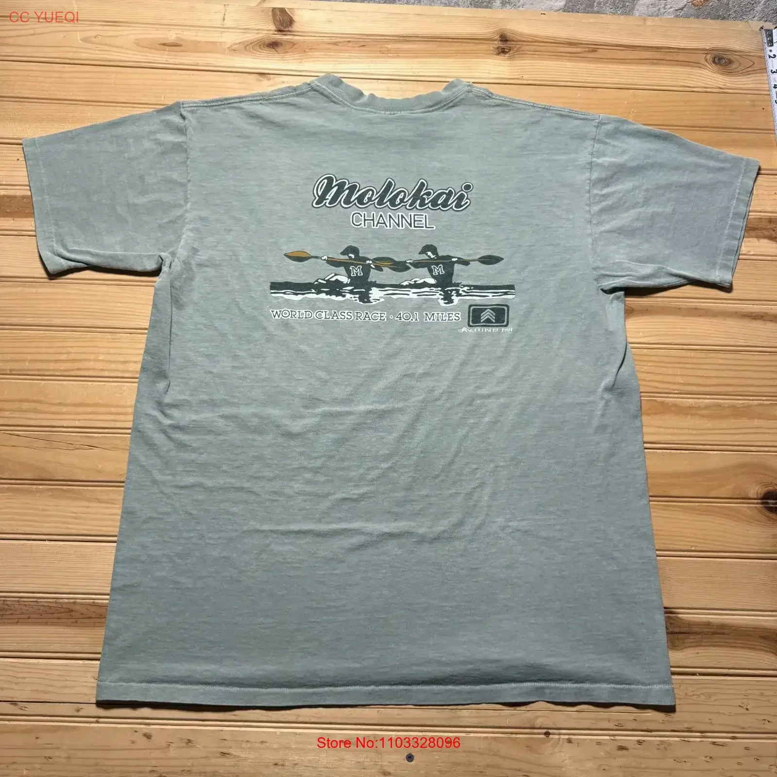 Camiseta vintage de 1991 del Molokai Channel World Class Race Kayak, fabricada en EE. UU., talla XXL, estilo vintage lavado, a la moda, unisex, ropa de calle para hombre