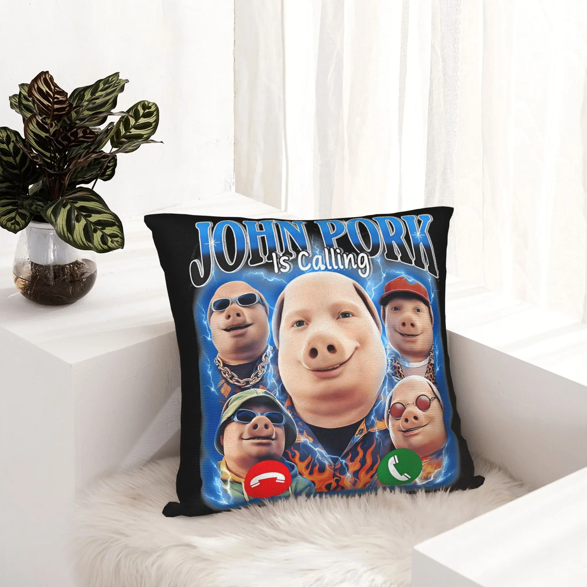 Luxury Internet John Pork Cushion Cover 45x45cm Velvet Is Calling Pillow Case for Sofa Car Square Pillowcase Decoration