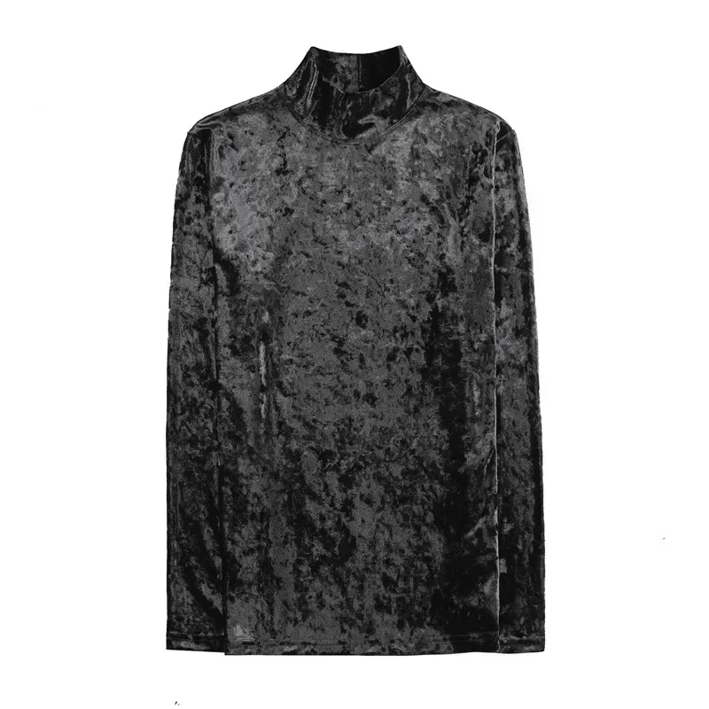 Autumn Winter New Velvet Half High Neck T-Shirt Korean Luxury Men\'s Slim Fit Solid Color Casual Long Sleeve Tee Men Clothing 4XL