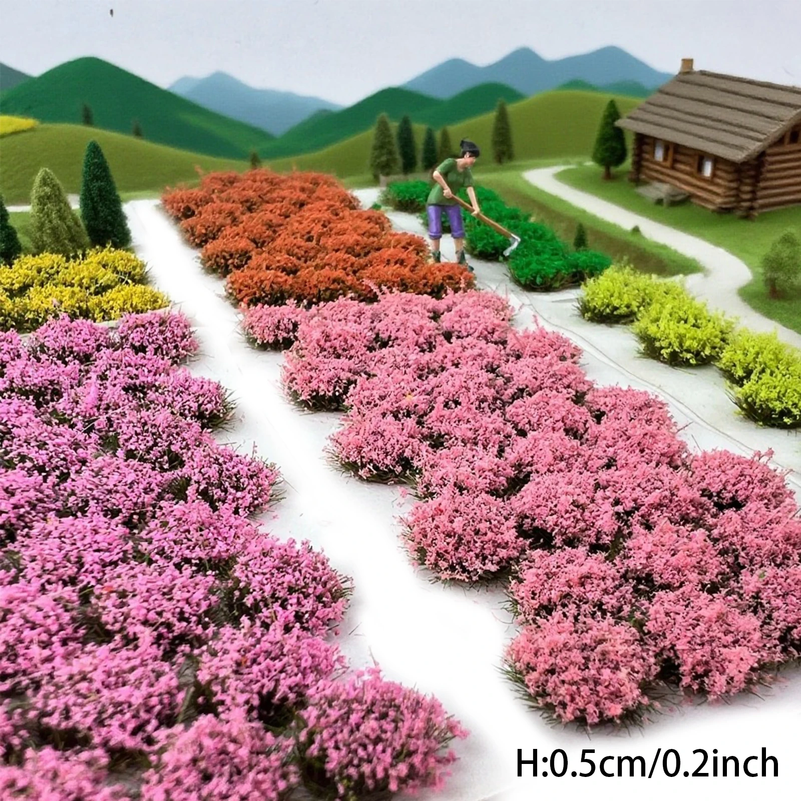 32 Buah Kelompok Bunga Miniatur 5Mm-Aksesori Diorama DIY untuk Permainan Model Kereta Api