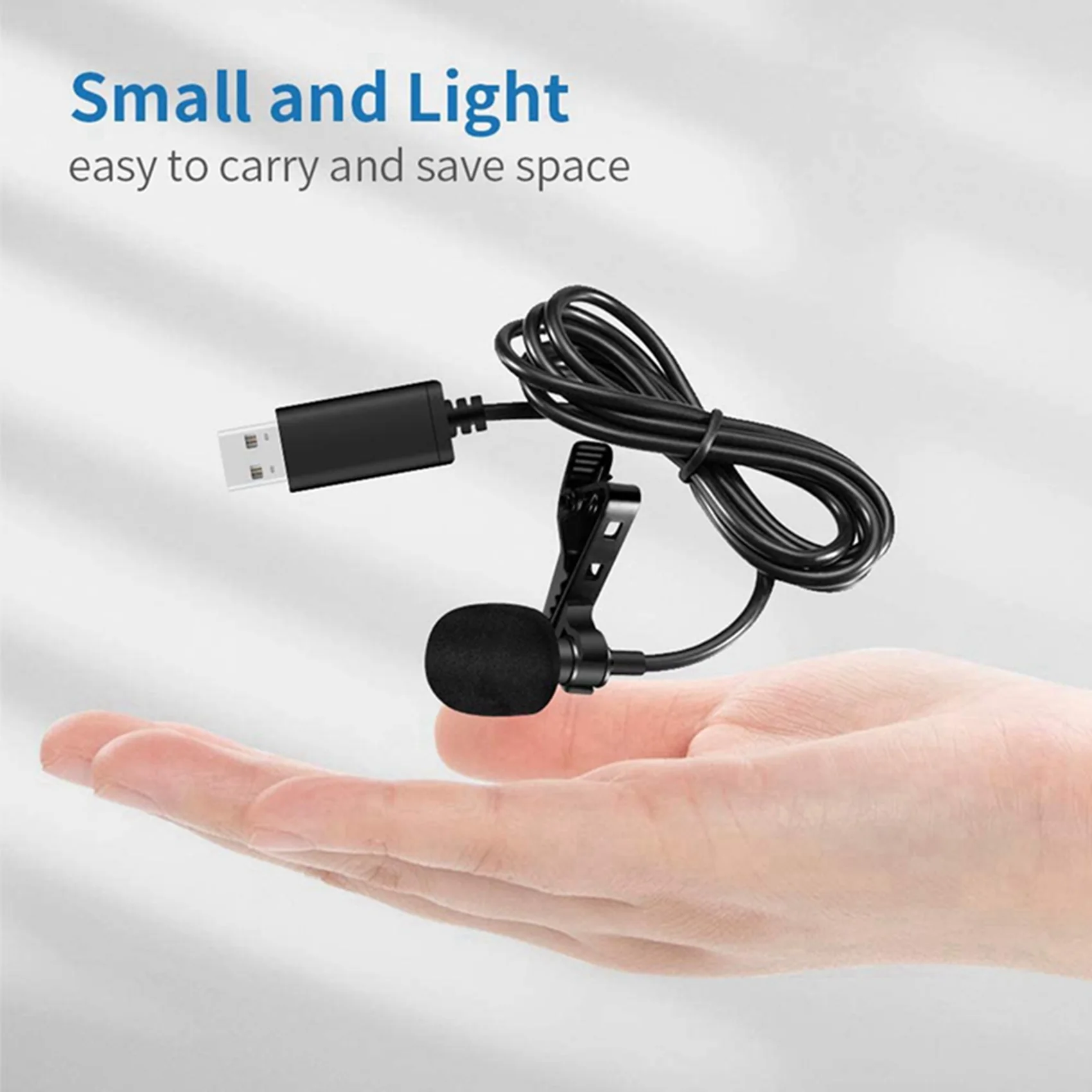 Delicate Texture-2X Universal USB Microphone Lavalier Microphone Clip-On Computer Mic Plug And Play Omnidirectional Mic