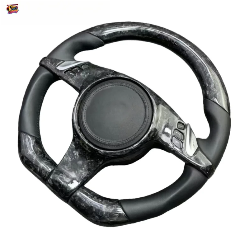 Custom Carbon Fiber Steering Wheel with Black and Button Frame for Porsche 911 992 997 718 Panamera Cayenne Taycan Macan