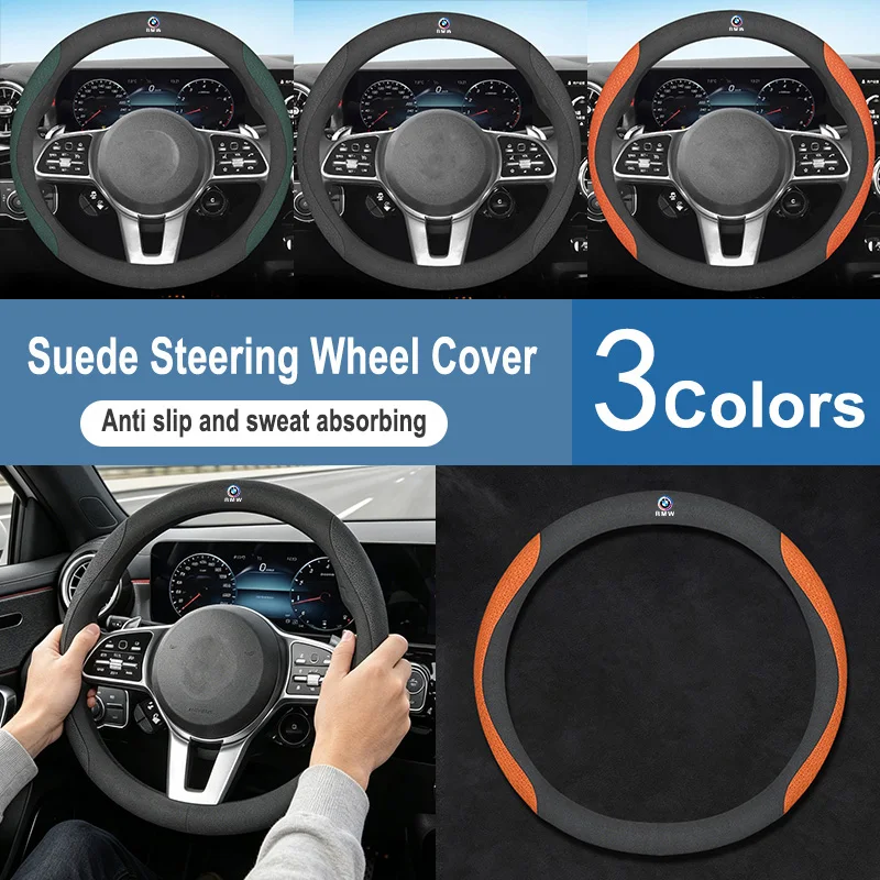 

For BMW M3 M4 M5 E36 E39 E46 E60 E90 F10 F15 F20 F30 X1 X3 X5 Car Sticker Decals Cowhide Leather Car Steering wheel Cover Decal