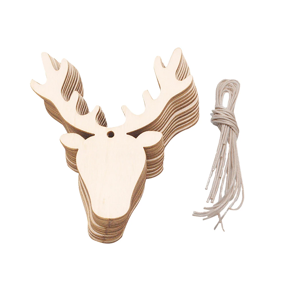 

10pcs Wooden Deer Pendant Unfinished Christmas Decoration Hanging naments Craft Home Party Rustic Design Smooth