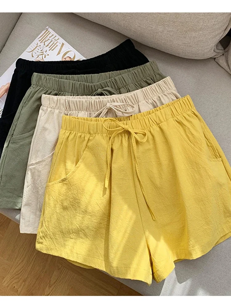 

Women's Casual Linen Shorts Fashion Loose Fitting Sportswear Oversized High Waisted Home Women Versatile A-line Wide Leg Shorts