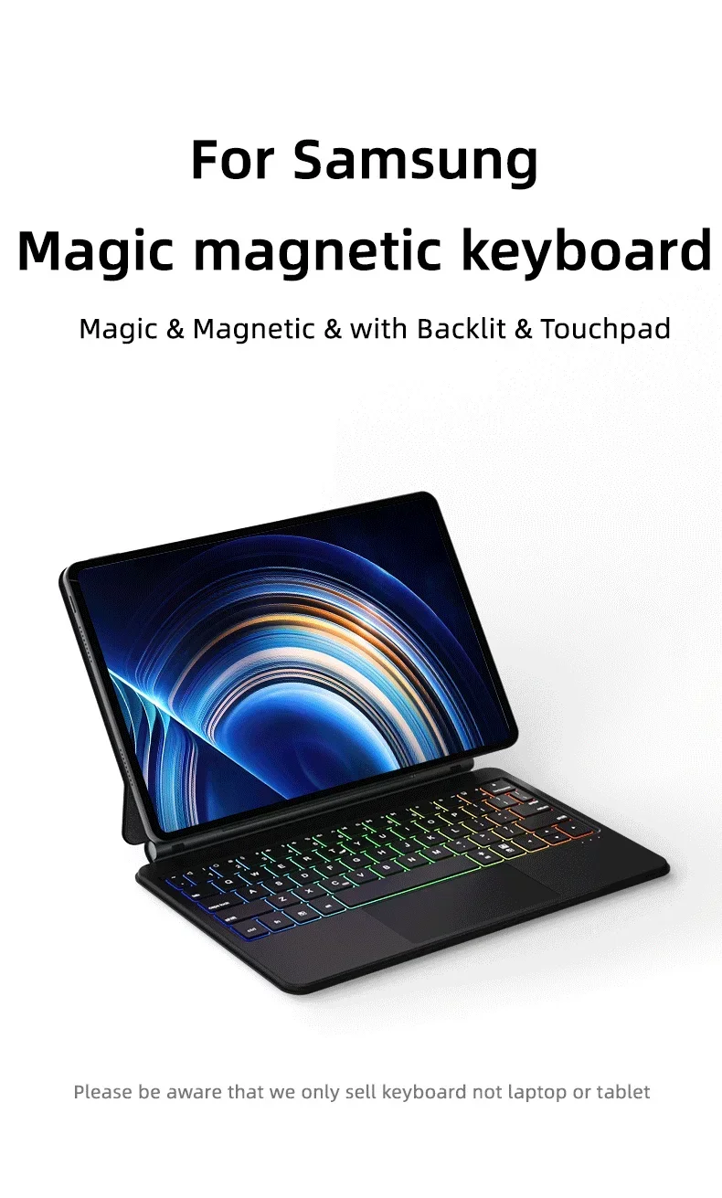 Doqo Bluetooth Keyboard Case for Samsung Tablet S7/S8/S8 Plus/S7 FE/S7 Plus Keyboard Protective Cover with trackpad Backlight