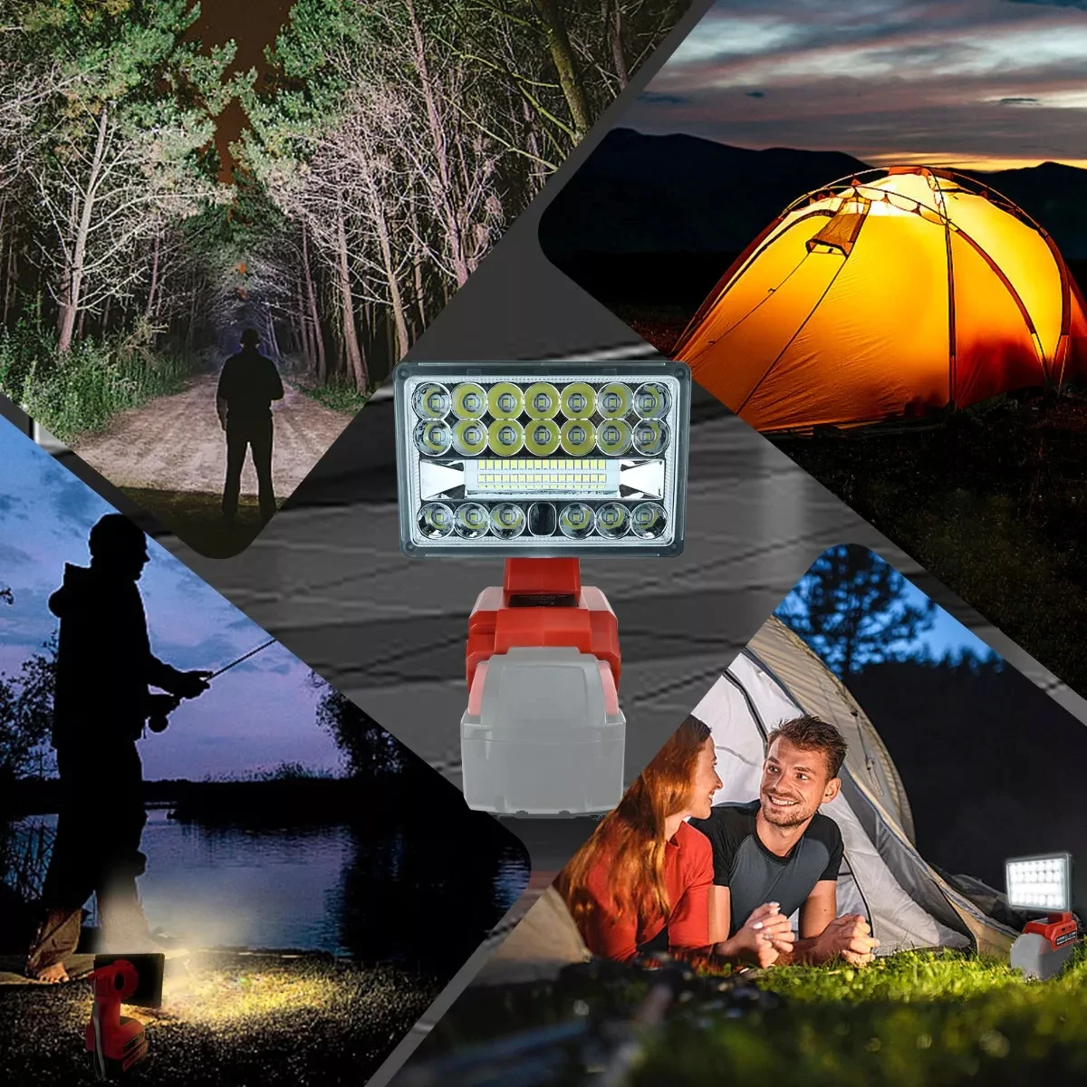 Lámpara de trabajo LED de 5 pulgadas y 28W, foco tipo C, Banco de energía USB para Milwaukee, batería de iones de litio de 18V (sin batería)