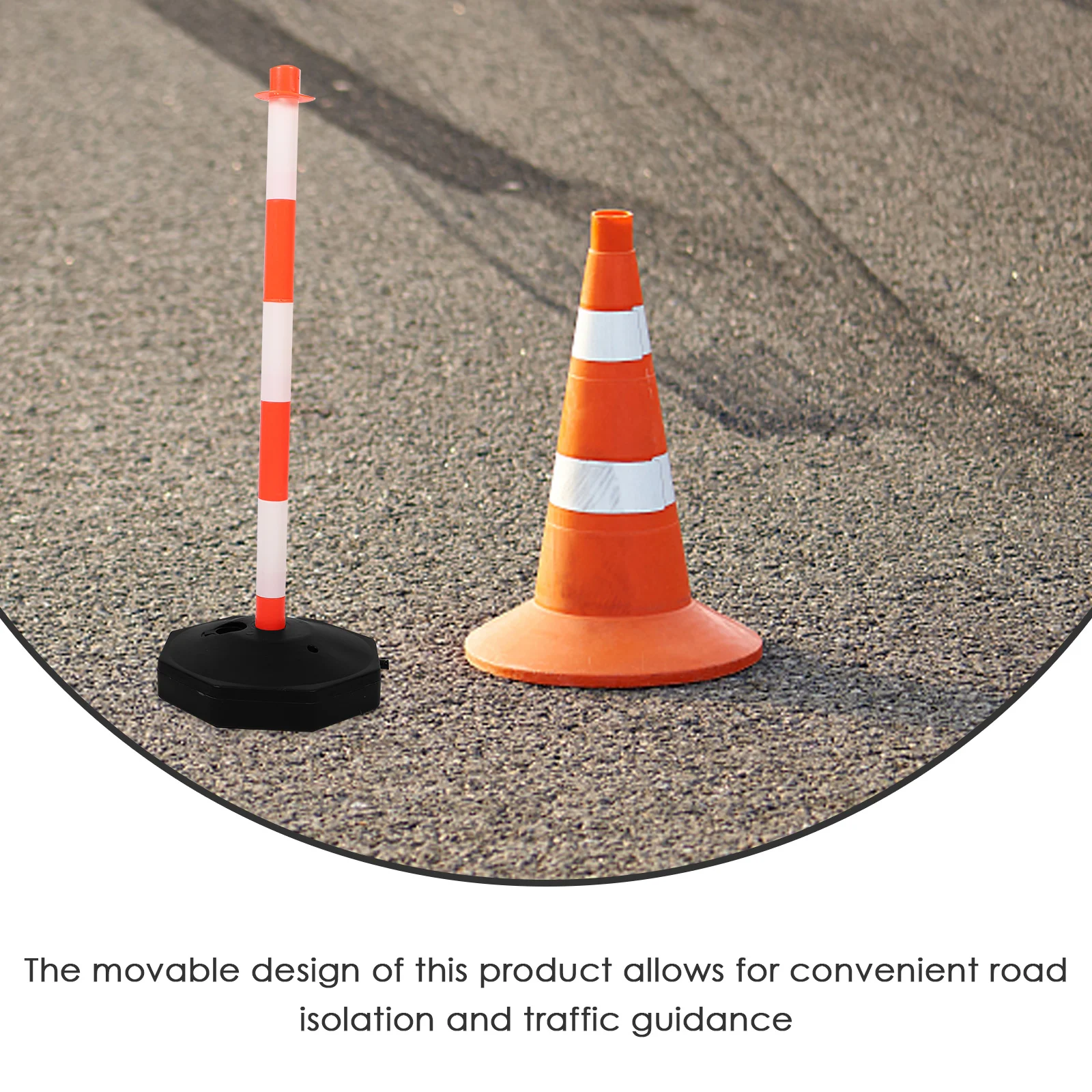 Traffic Delineator Post Cone Fillable Base Portable Plastic Parking Pole Barriers Traffic Safety Delineator Parking Lot