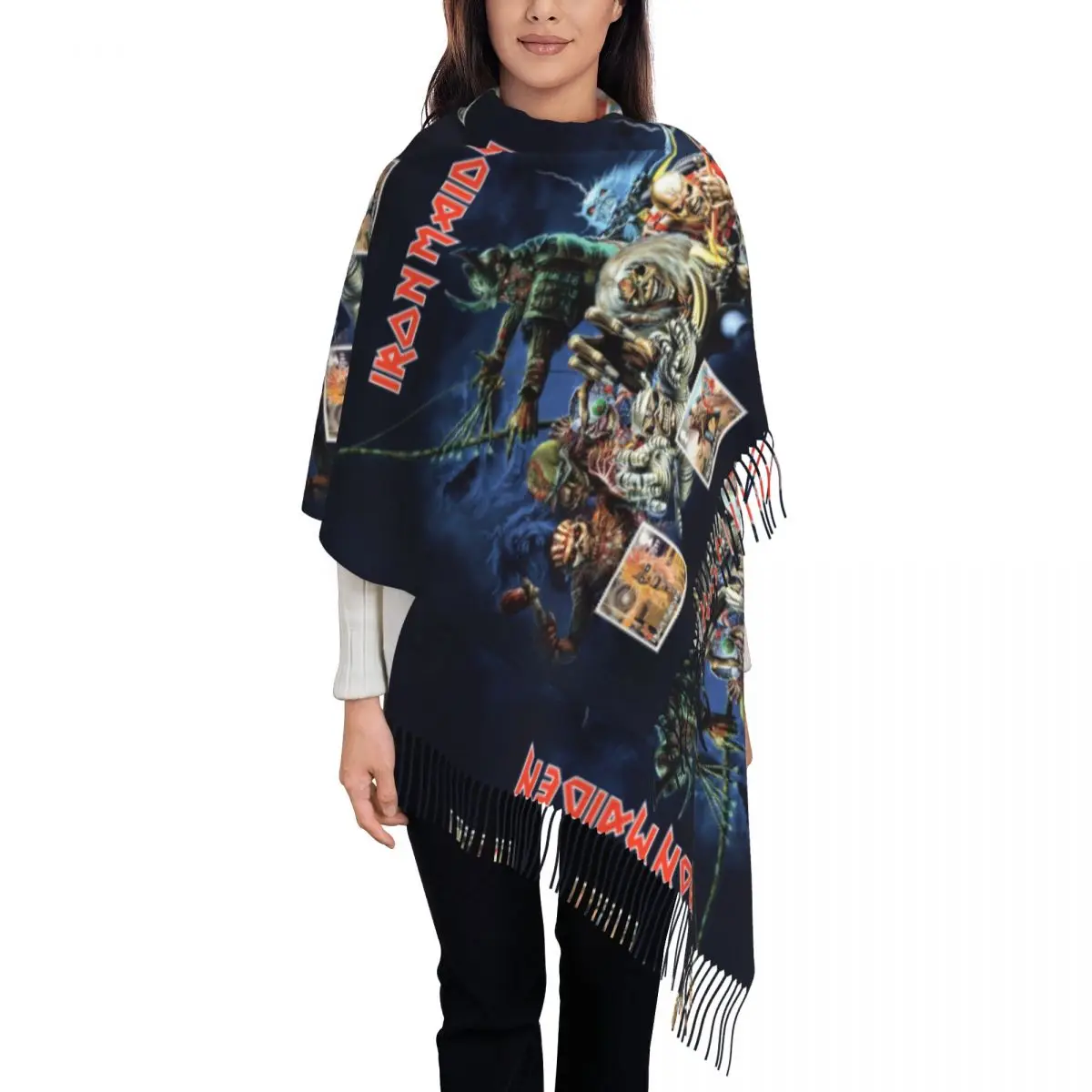 

Персонализированный принт Heavy Metal Band I-Ironons M-Maidens шарф с героями мультфильмов для женщин и мужчин зимние теплые шарфы шали накидки