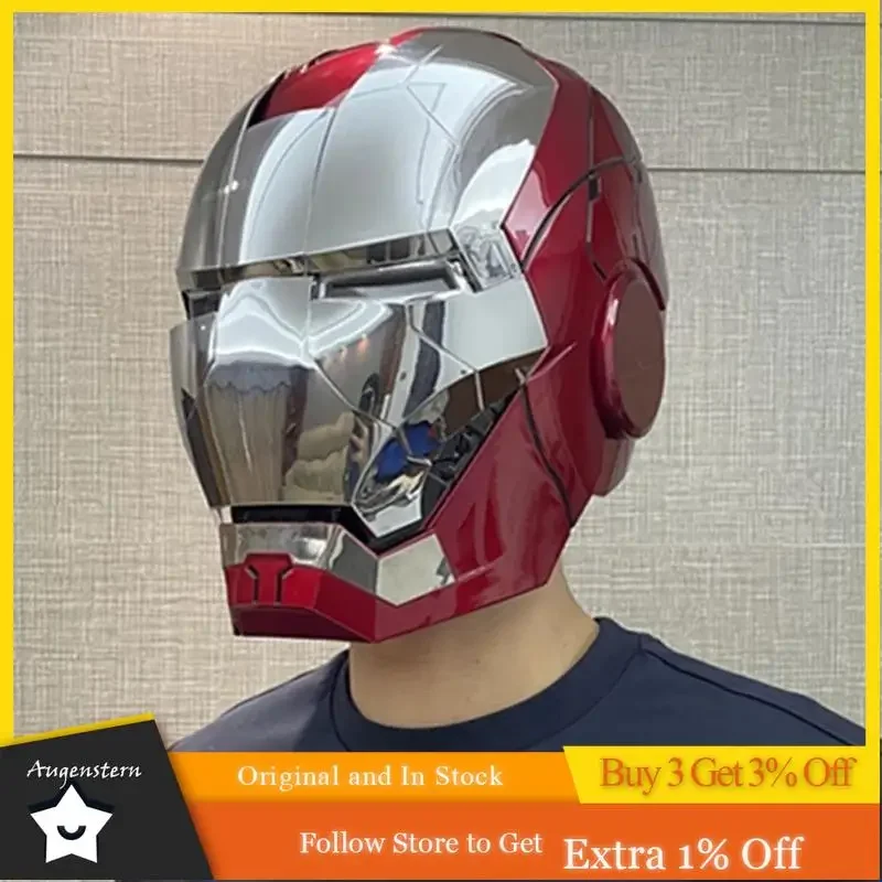 Iron Man 1:1 Helmet Mk5 Mk50 Avengers War Machine Cosplay Electric Open Close English Voice Remote Control Toys Christmas Gifts