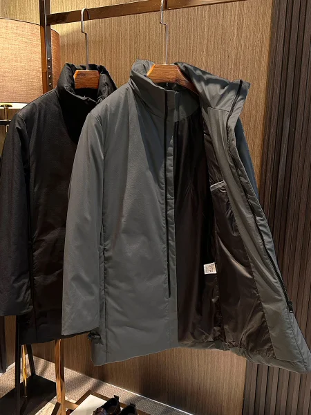 

Busin Casual Men's Mid-Length Warm Stand Collar Pure Color High-End down Jaet Outerwear Polyester Fiber Daily Wear