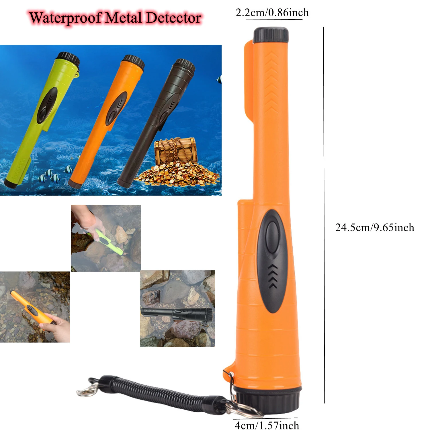 Updating Waterproof Metal Detector HS-19 Locating Bar For Gold,Silver,Copper and Iron Detecting Three Detection Searching Modes