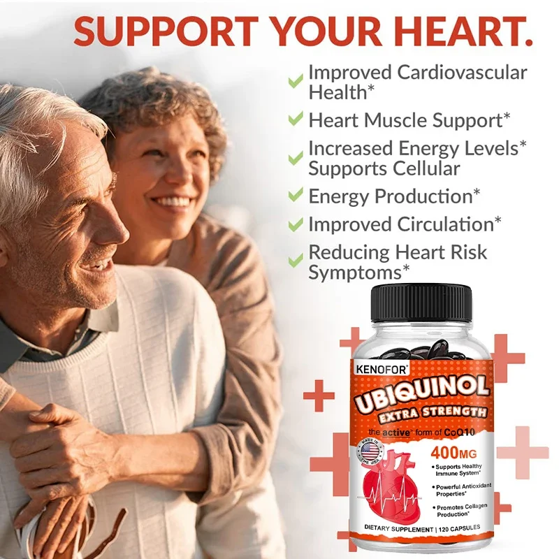 Organic Ultra High Absorption UBIQUINOL COQ10 Coenzyme Q10 Vascular and Heart Health Blood Pressure Balance Suitable for Adults