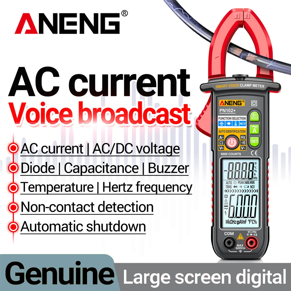 ANENG PN102+ Multimeter Energy Meter Test 600A High Current Transformer Clamp Home Voice Control Auto-range Display Measure Tool