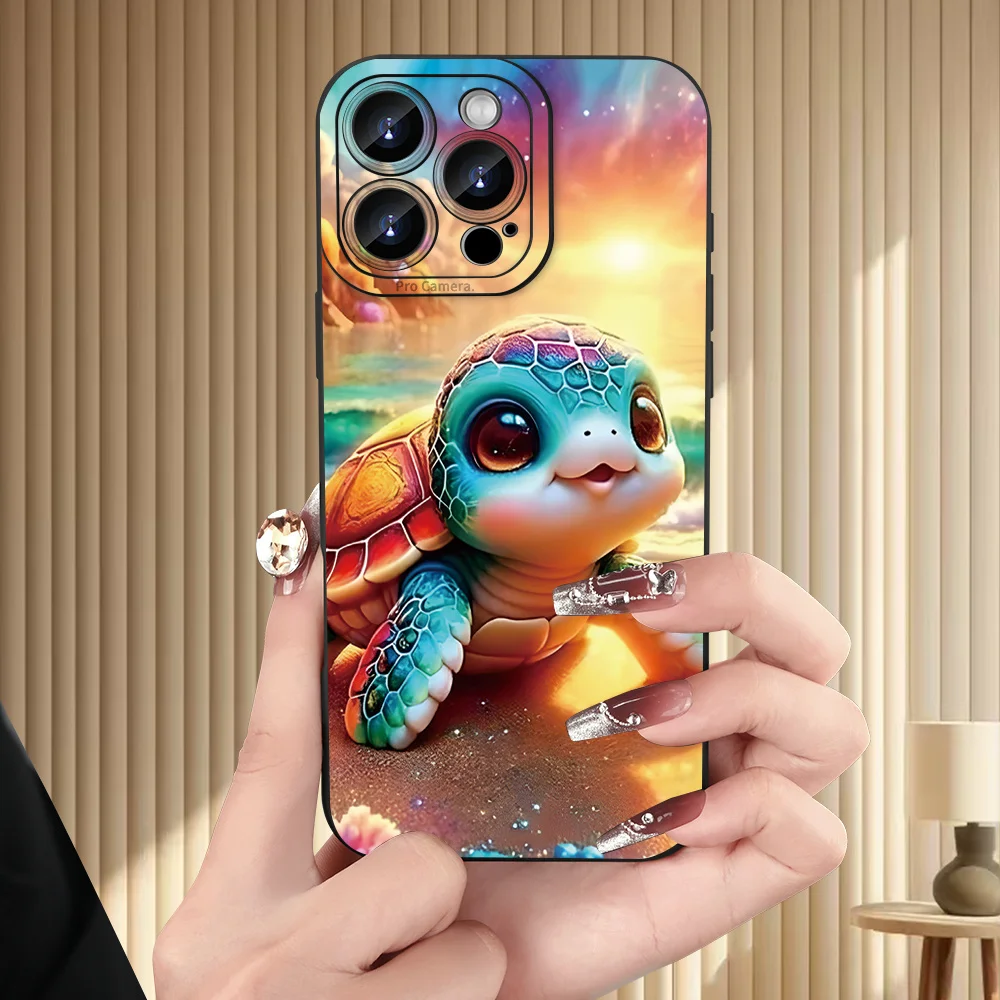 Popolare custodia per telefono con motivo tartaruga creativa, compatibile con iPhone17 16 15 14 13 12 11 Pro/Max Plus