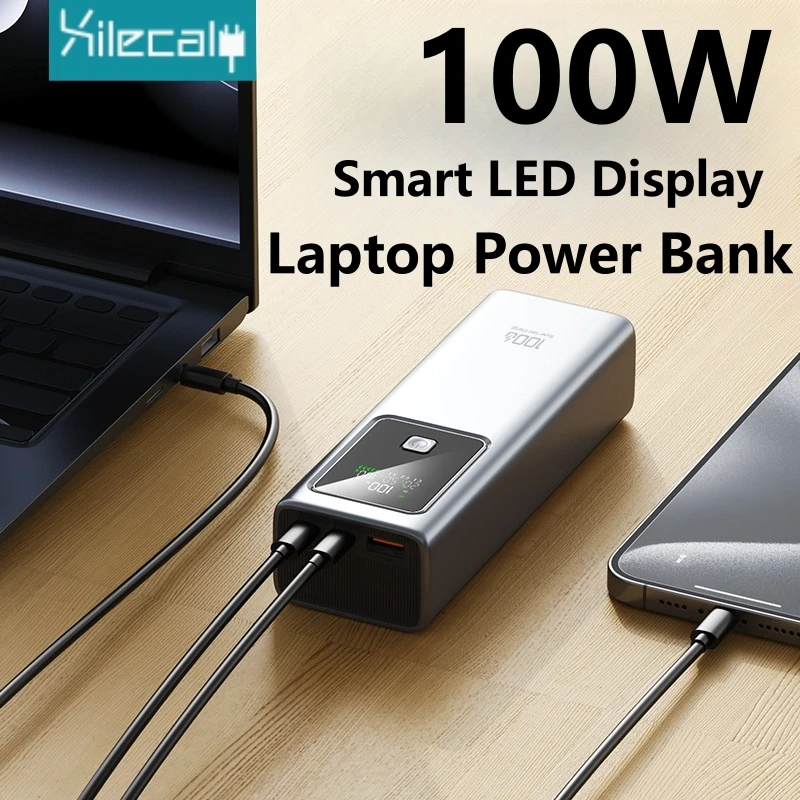 

Xilecaly PD 100W Power Bank 20000mAh External Battery Capacity Fast Charge Portable Charger Powerbank For Laptop iPhone Samsung