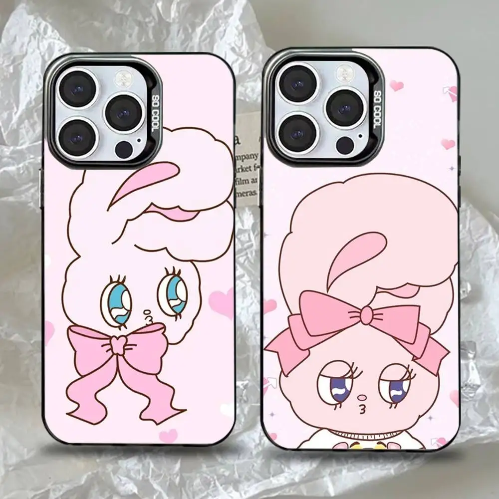 

Korea E-Esther B-Bunny Phone Case For iPhone 16,15,14,13,12,11,Pro,Max,Plus,Mini,XS,SE Anti Fall Black Matte Hard Bumper