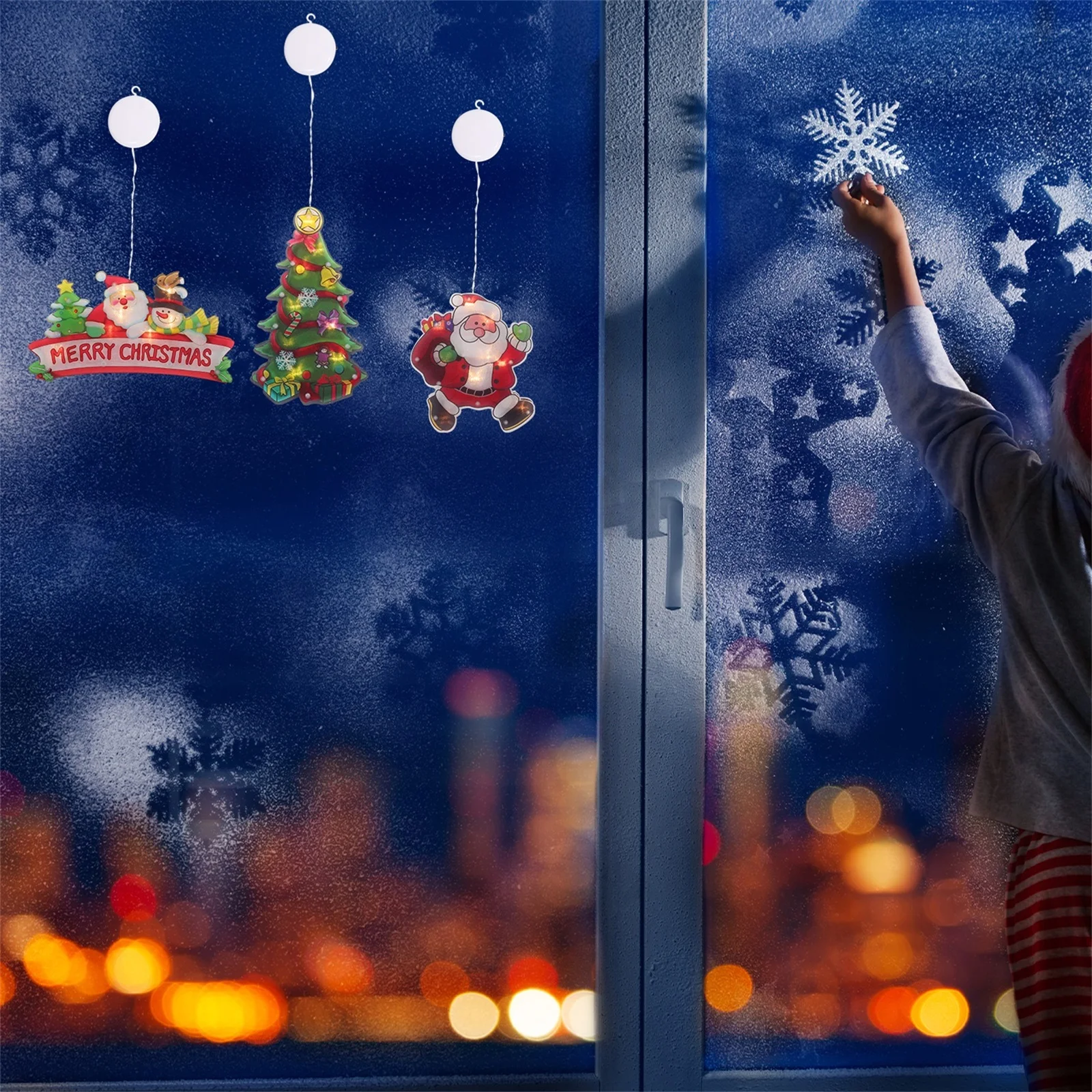 

3pcs Christmas Decorations Lights Suction Lamp Xmas Sucker Ch Shop Window PVC Material Festive Party Home