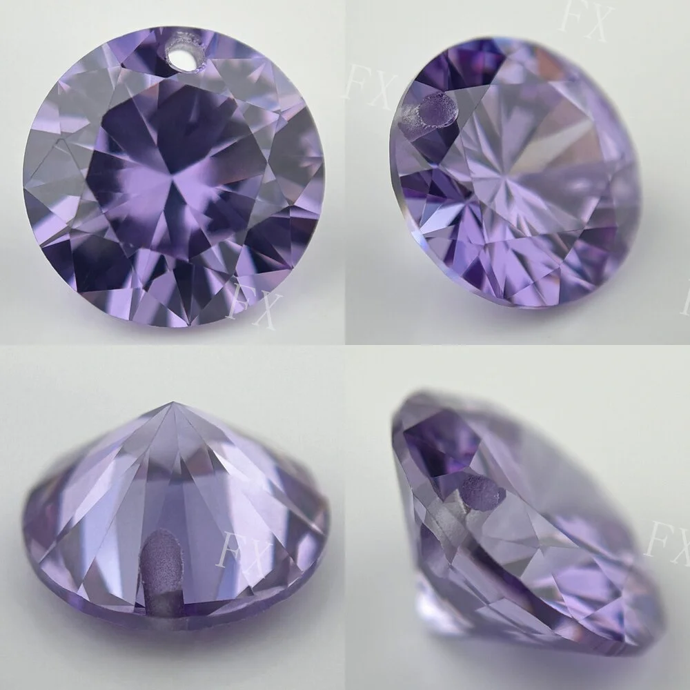 5colors 4-12mm Light Purple A Hole Cubic Zirconia Stone AAAAA Zirconia CZ stone For Jewelry DIY Stone