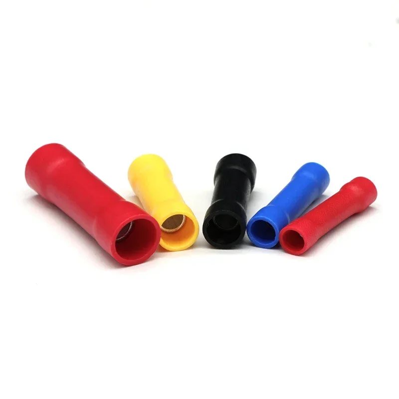 10~100Pcs BV1.25 BV2 BV3.5 BV5.5 BV8 Straight Butt Wire Terminal Splice Crimp PVC Insulated Copper Tube Cold Press Cable Connect