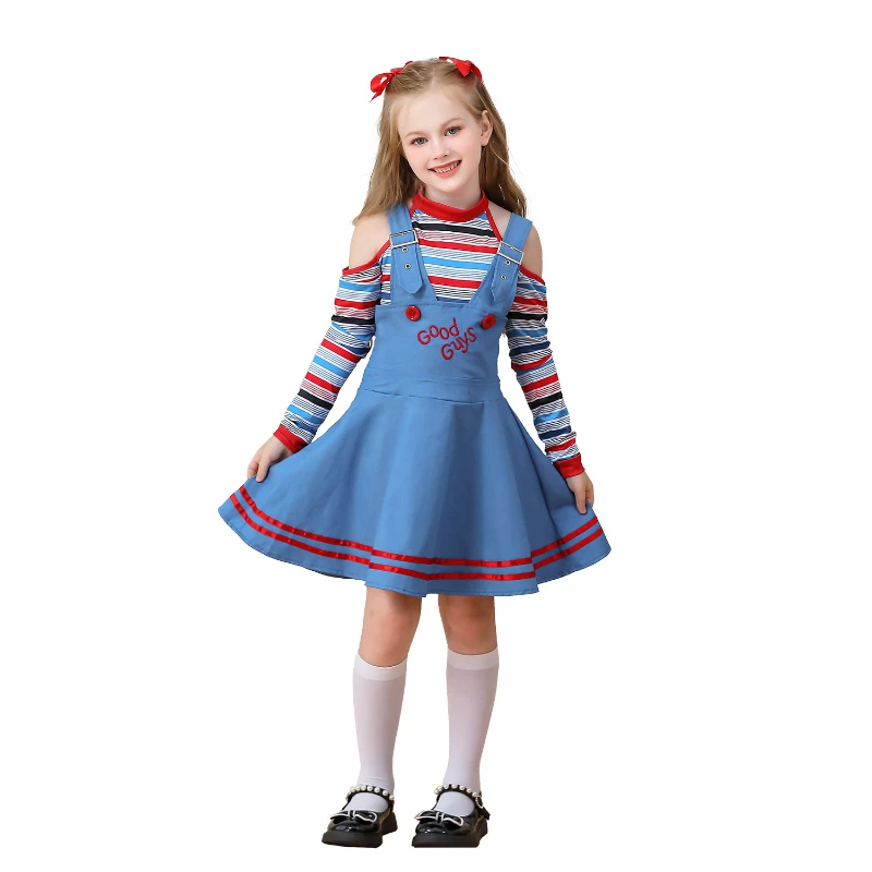 

MINISO Halloween Costumes Girl Horror Ghost Dress Epiphany Circus Clown Festival Outfit Long Sleeve Cosplay Wear 3-8 Years