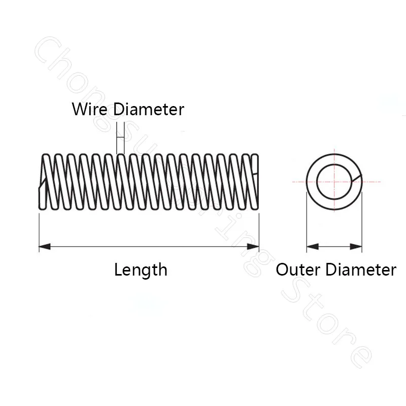 Fil à Ressort de Compression de 305mm, Diamètre 0.3, 0.4, 0.5, 0.6, 0.7, 0.8, 1-5mm, Diamètre Extérieur 3, 3.5, 4, 4.5, 5, 5.5, 6, 7, 8, 10,