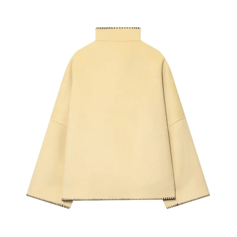 루즈핏 하이 칼라 롱 슬리브 버튼업 아우터웨어 2025년 가을 신상 여성 패션 다용도 코트