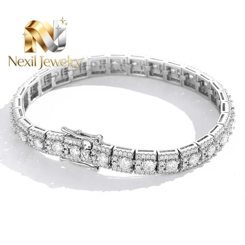 

Nexil Jewelry Luxury Solid Platinum PT950 Women's Deluxe Moissanite Diamond Bracelet Women's Full Diamond Bracelet