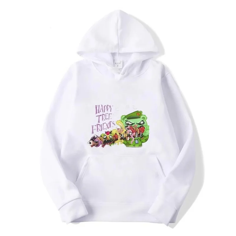 Happy Barbecue Friends and Happy Tree Friends men's hoodies, featuring tooth designs, an irregular texture, and a...