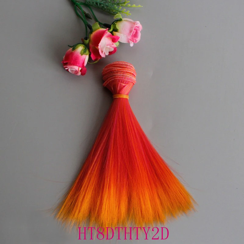 Capelli per bambole all'ingrosso 15 cm 25 cm Rosa Giallo Verde Blu Sfumatura di colore Dritto Parrucche per bambole fai da te fatte a mano russe