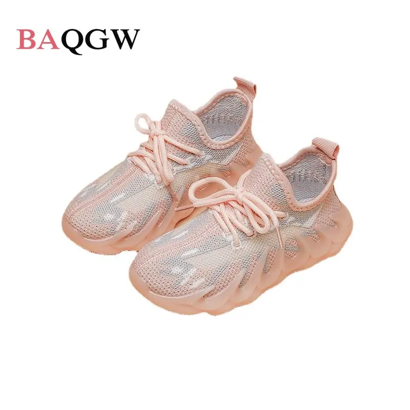 

2022 New Children's Fashion Sports Shoes Mesh Knitted Vamp Breathable Kids Running Sneakers Soft Bottom Toddler Boys Girl Shoes