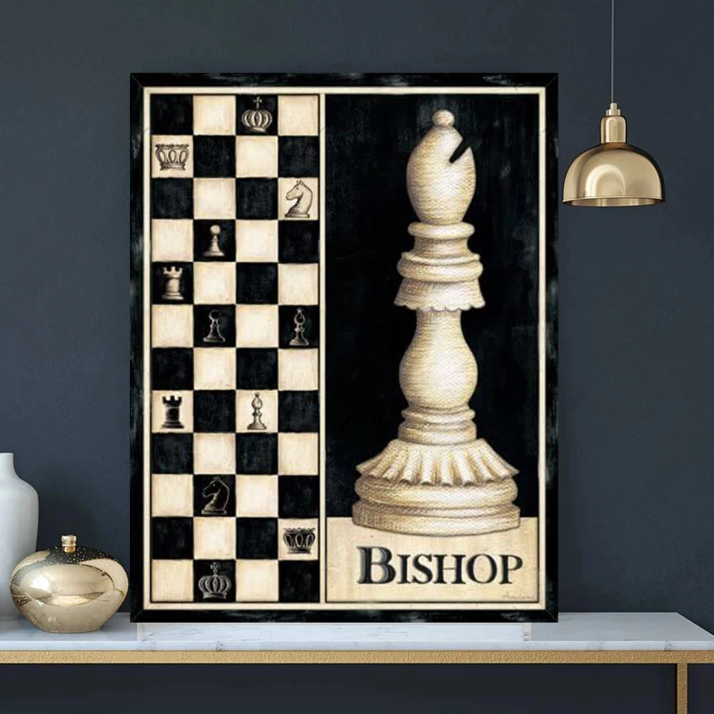 1pc frameless Canvas Painting Wall Art Checkmate! Classic Chess Piece Sign Chess Repeat Canvas Painting  Vintage Poster for Livi